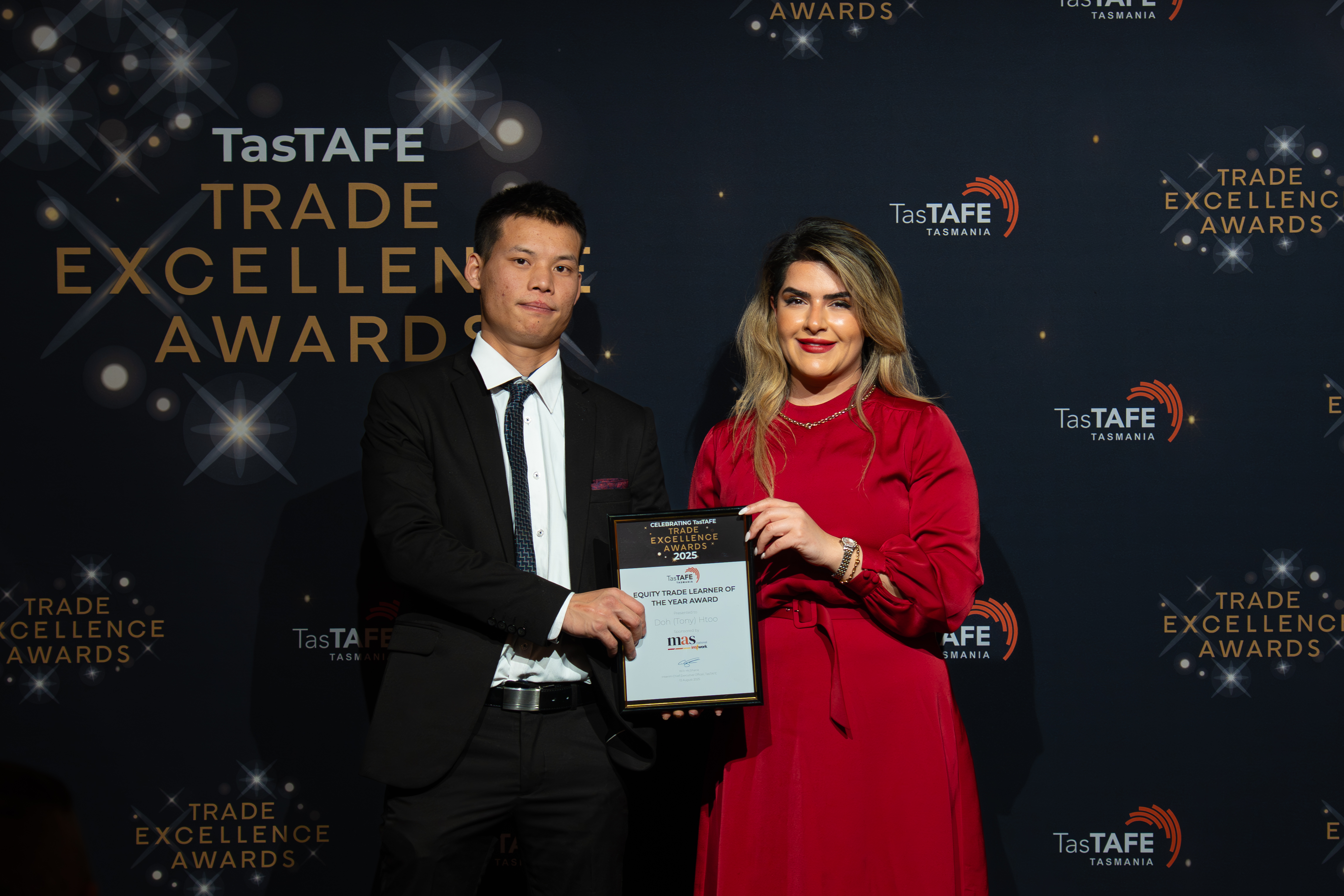 Tony Doh at the 2025 TasTAFE Trade Excellence Awards