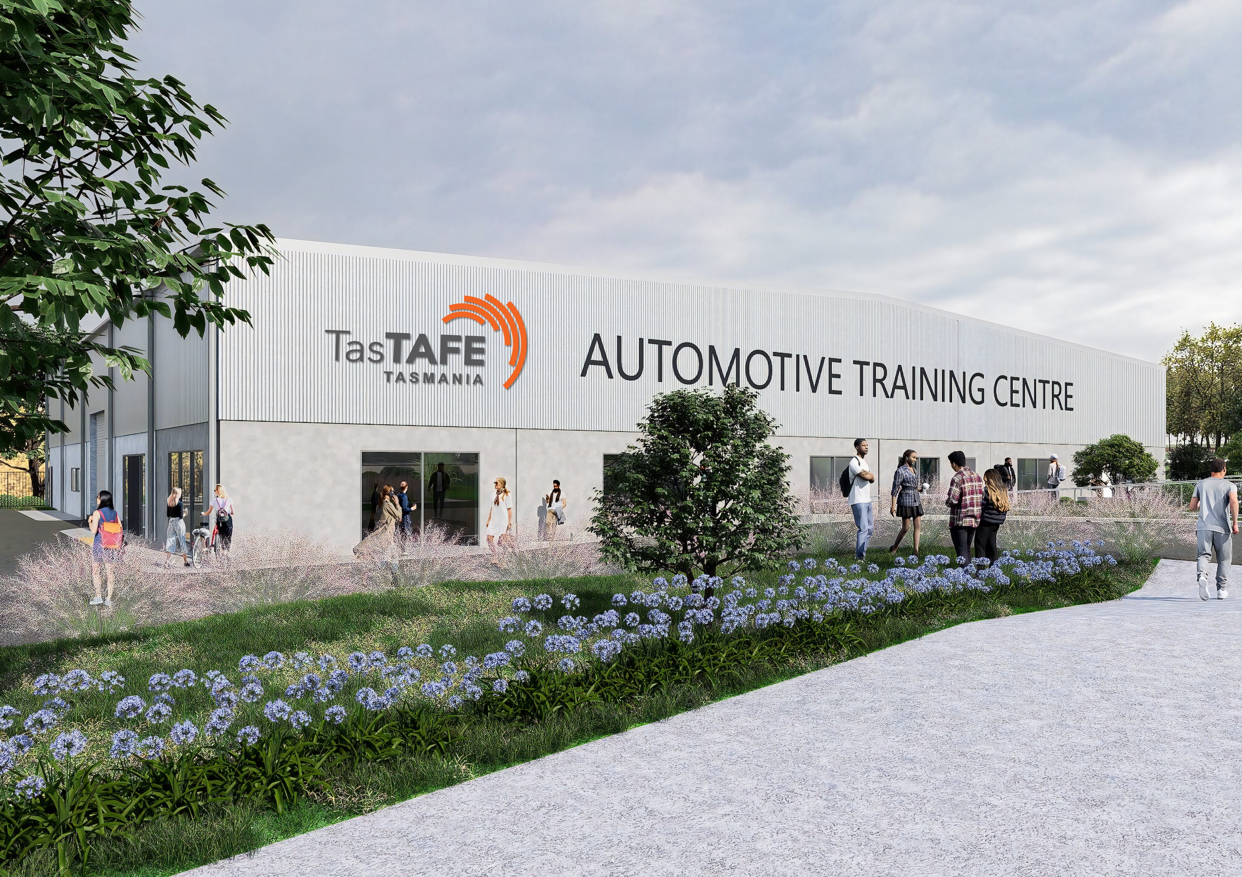 Architectual render of TasTAFE's new Automotive Training Centre in Cambridge.